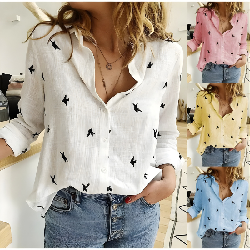 Leah™ Cotton Long Sleeve Blouse