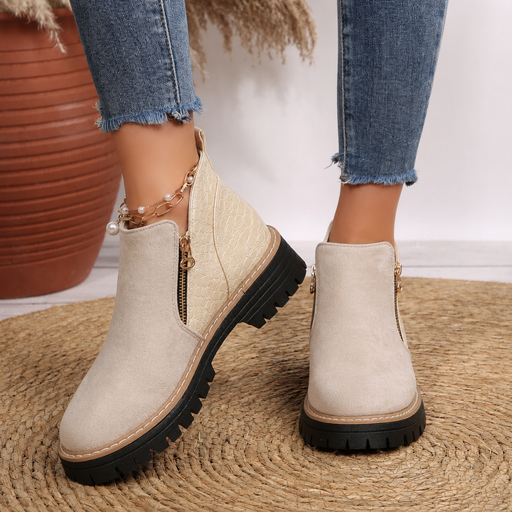Lisa - Women's Croc Detail Ankle Boots