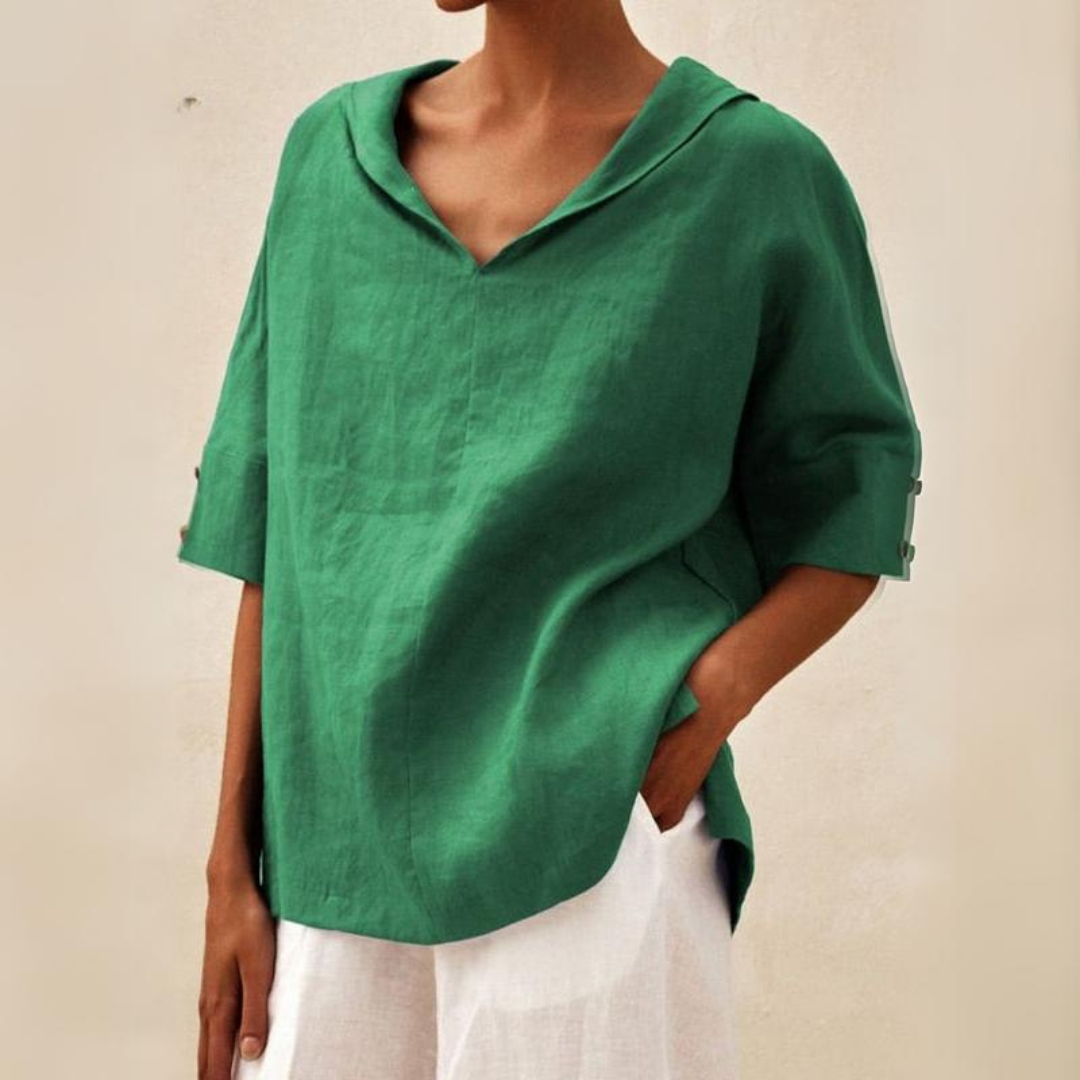 Valerie™  Women's V-Neck Casual Linen Shirt