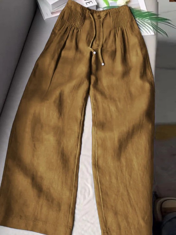 Camille | Wide-leg Pants in Cotton and Linen Blend