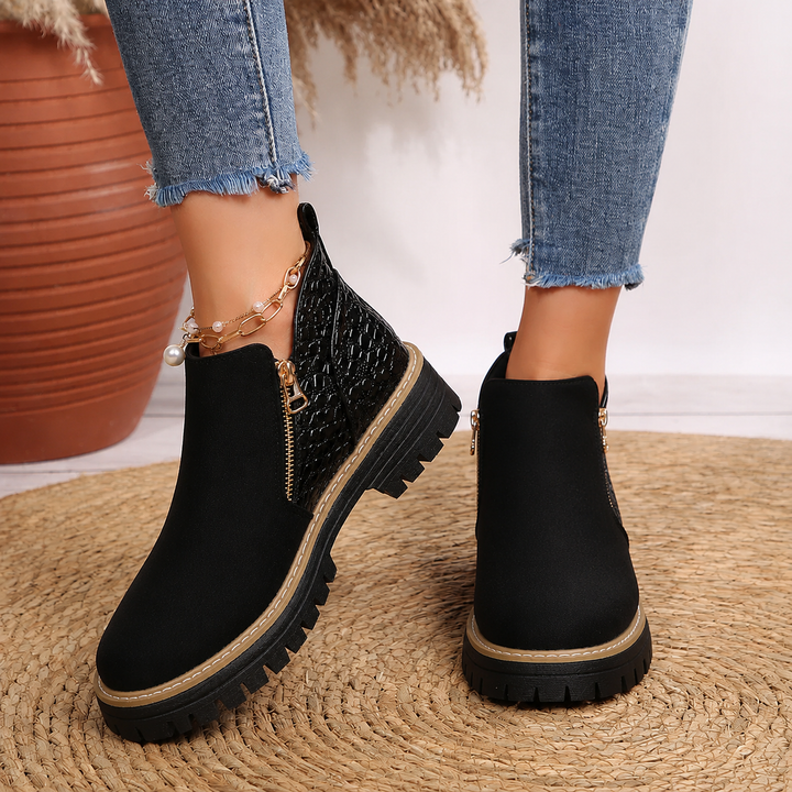 Lisa - Women's Croc Detail Ankle Boots
