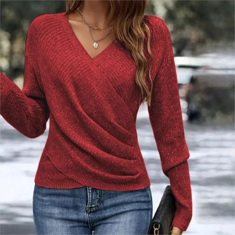 Seravielle | Elegant Wrap V-neck Top