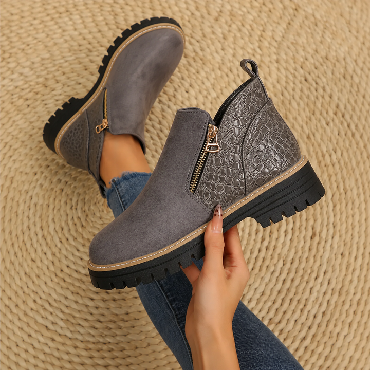 Lisa - Women's Croc Detail Ankle Boots