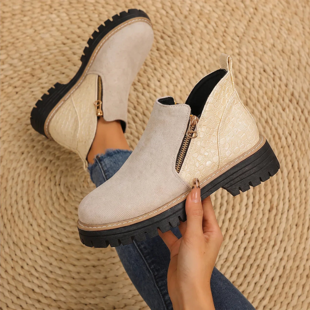 Lisa - Women's Croc Detail Ankle Boots